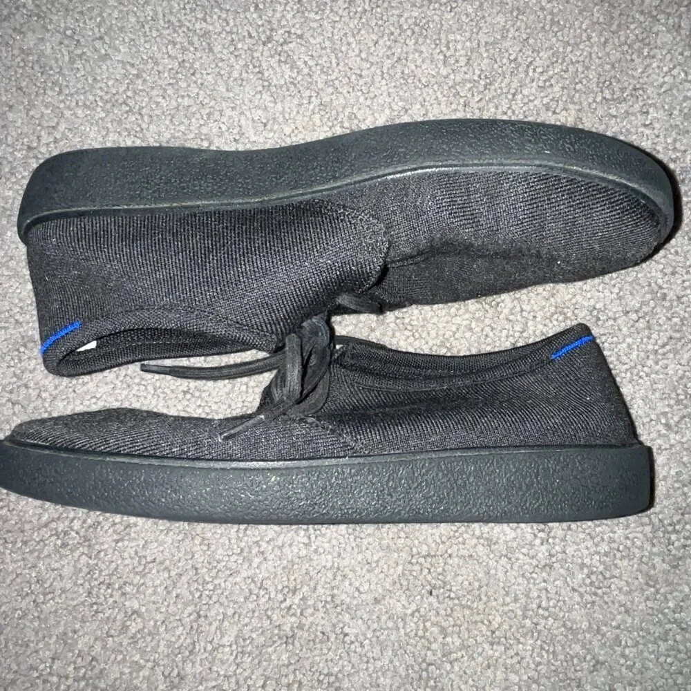 ROTHY'S THE MONTY MEN'S ALL BLACK OXFORD SNEAKERS KNIT LACE UP SHOES -EUC- 11.5
